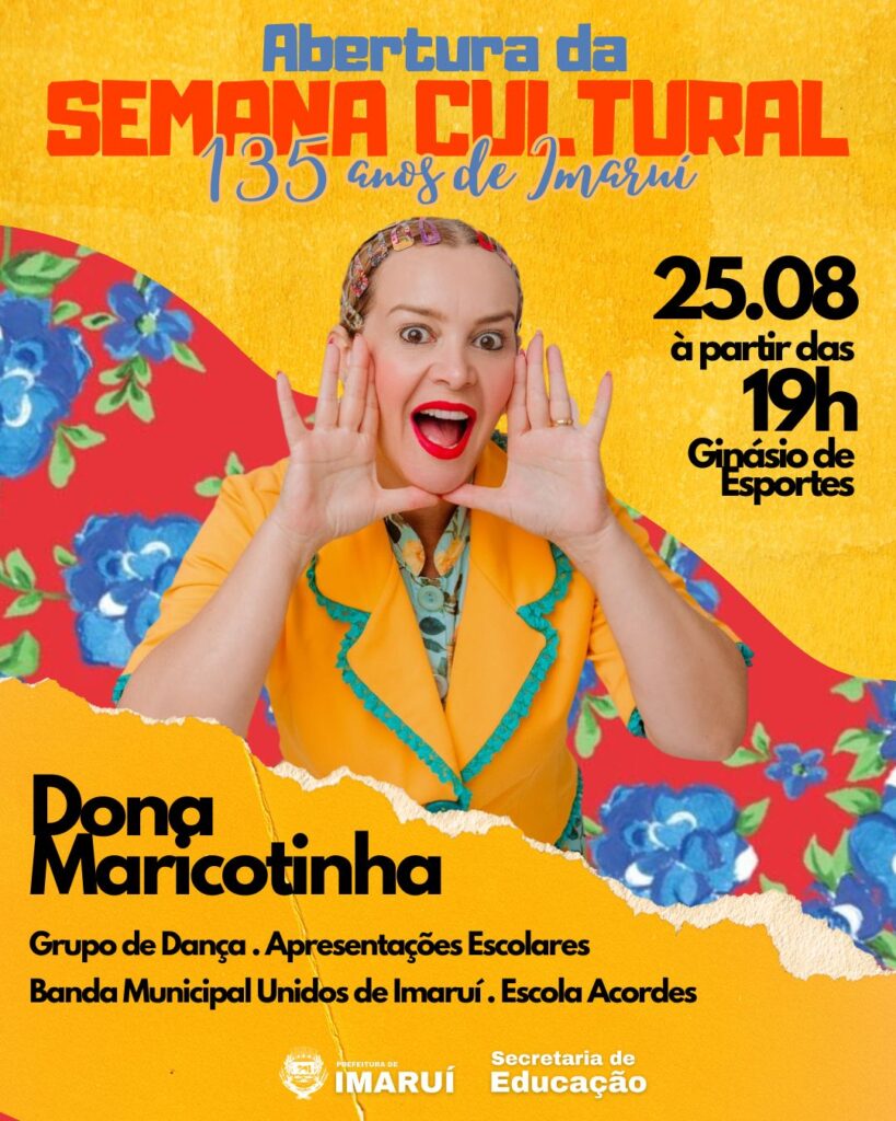 135 ANOS: Imaruí celebra aniversário com muita cultura local, gastronomia e shows Dona Maricotinha e Nenhum de Nós; confira a programação completa