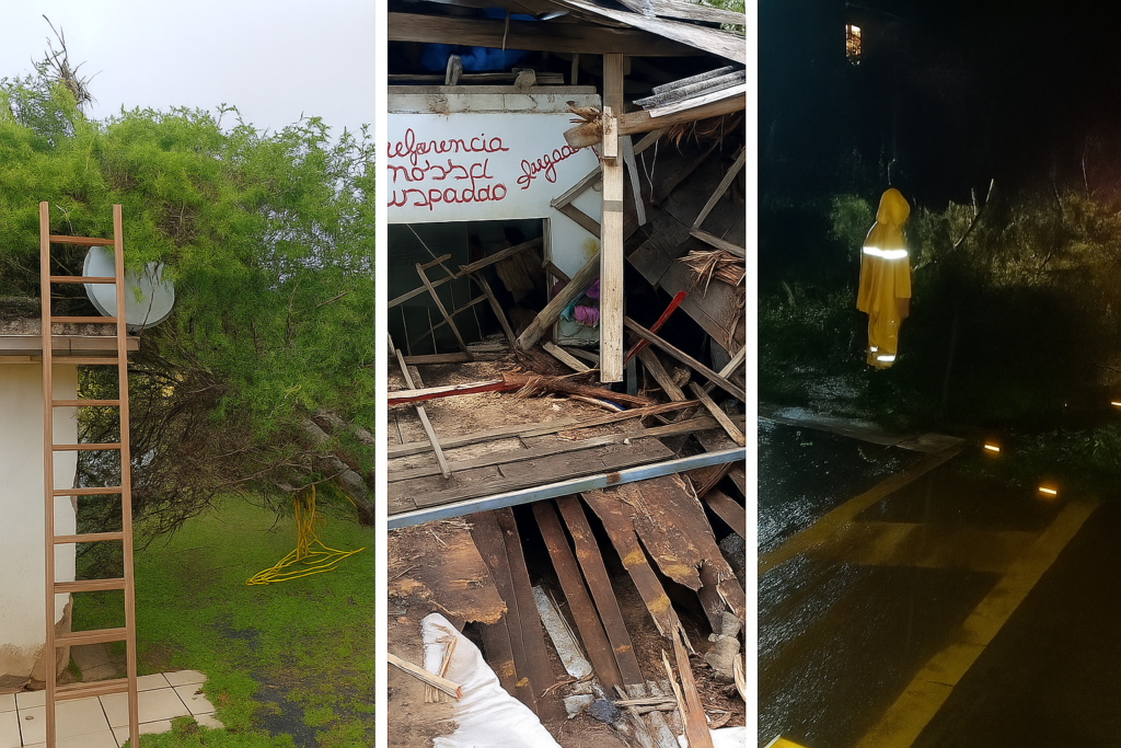 Ciclone provoca destelhamentos e quedas de árvores e postes em Imbituba, Imaruí e Laguna; confira todas as ocorrências por bairros na Amurel