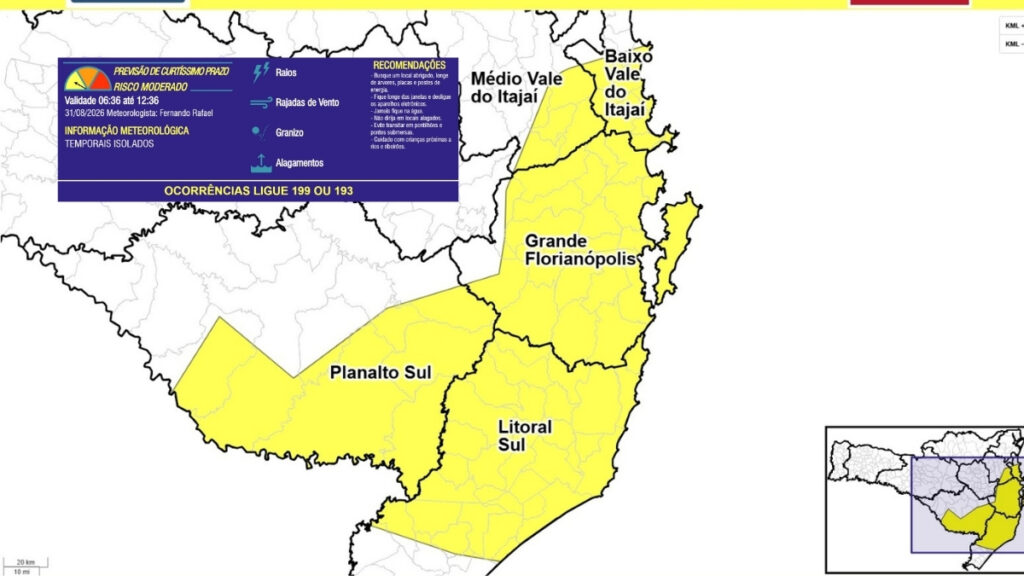 Defesa Civil alerta para chuva intensa